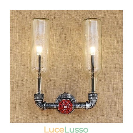 Lampada da parete retrò industriale con interruttore a vento e bottiglia d'acqua Lampada da parete retrò industriale con interruttore a vento e bottiglia d'acqua