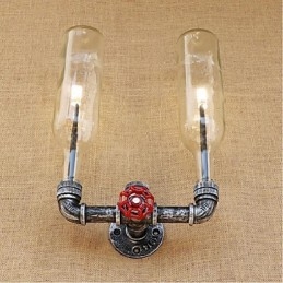 Lampada da parete retrò industriale con interruttore a vento e bottiglia d'acqua
