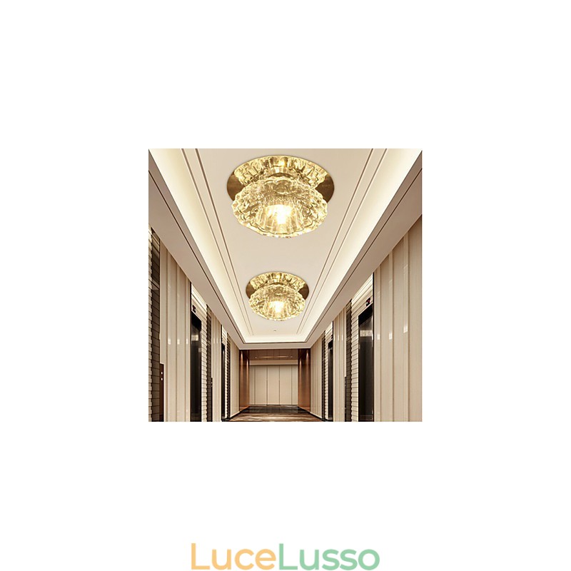 Lampada da soffitto moderna a risparmio energetico Lampada da soffitto in cristallo Lampada con lampadina verso il basso
