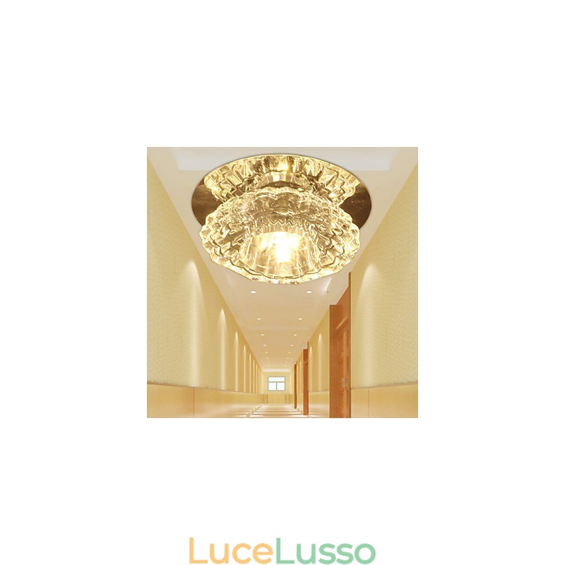 Lampada da soffitto moderna a risparmio energetico Lampada da soffitto in cristallo Lampada con lampadina verso il basso