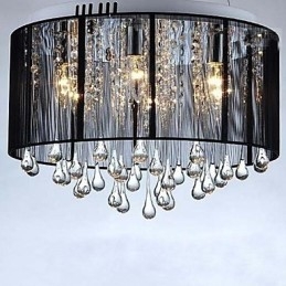 Lampadario di cristallo con soffitto a goccia nero di lusso