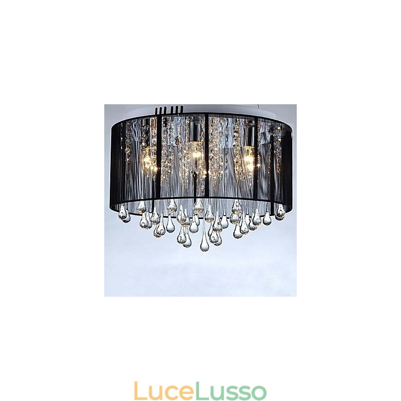 Lampadario di cristallo con soffitto a goccia nero di lusso