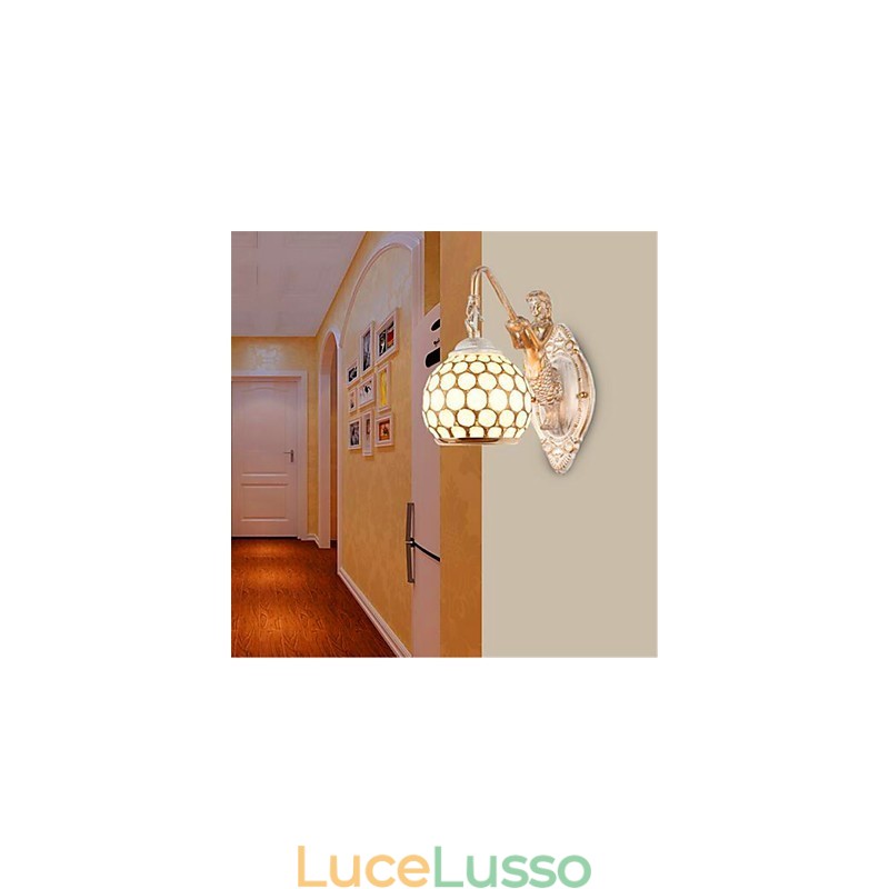 Lampada da parete semplice in stile europeo, retro pastorale, camera da letto, comodino, balcone, scale, corridoio, lampada a specchio