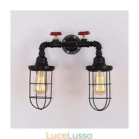 2 teste retrò industriale tubo luci da parete semplice loft nero gabbia per uccelli metallo sala da pranzo cucina bar caffetteria decorazione illuminazione 2 teste retrò industriale tubo luci da parete semplice loft nero gabbia per uccelli metallo sala da pranzo cucina bar caffetteria decorazione illuminazione