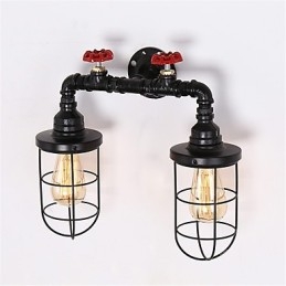 2 teste retrò industriale tubo luci da parete semplice loft nero gabbia per uccelli metallo sala da pranzo cucina bar caffetteria decorazione illuminazione