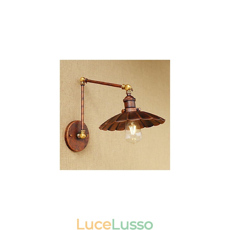 Applique da parete pieghevole retrattile creativa retrò nostalgica a braccio lungo, mezza ruggine