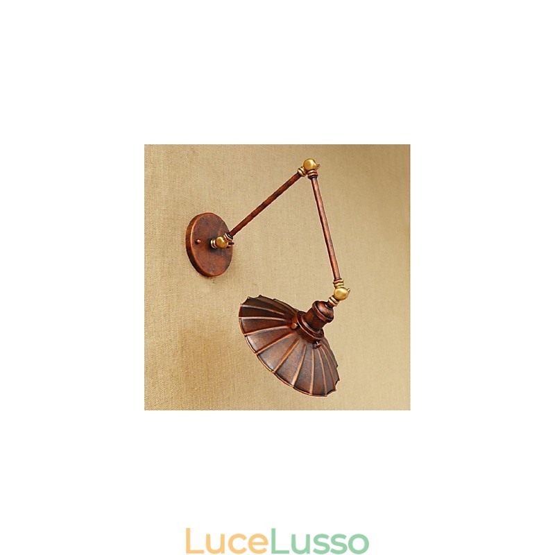 Applique da parete pieghevole retrattile creativa retrò nostalgica a braccio lungo, mezza ruggine