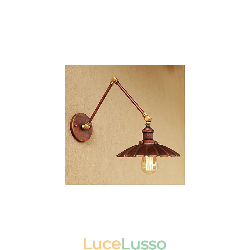 Applique da parete pieghevole retrattile creativa retrò nostalgica a braccio lungo, mezza ruggine