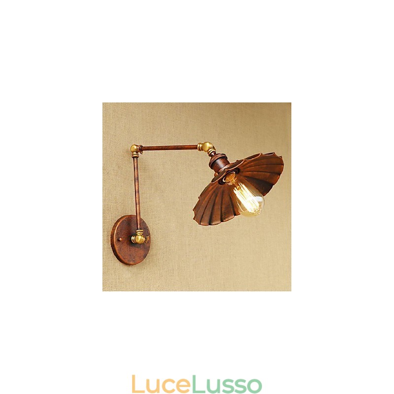 Applique da parete pieghevole retrattile creativa retrò nostalgica a braccio lungo, mezza ruggine