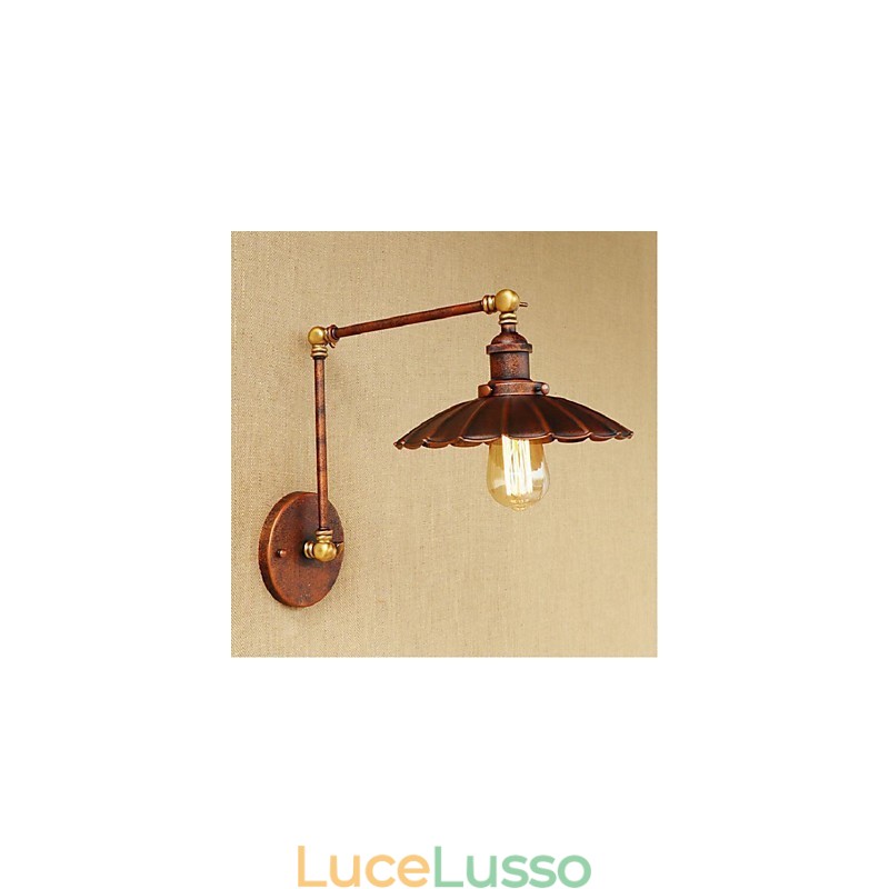 Applique da parete pieghevole retrattile creativa retrò nostalgica a braccio lungo, mezza ruggine