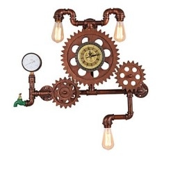 Luci da parete vintage industriali a forma di ingranaggio in legno, luci girevoli creative, illuminazione decorativa per ristoranti, bar e caffetterie