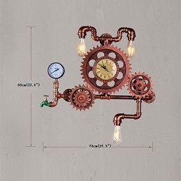 Luci da parete vintage industriali a forma di ingranaggio in legno, luci girevoli creative, illuminazione decorativa per ristoranti, bar e caffetterie