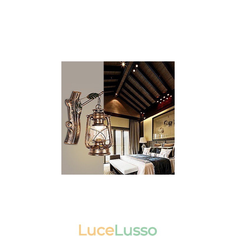 Dipinto rustico Lodge Caratteristica per applique da parete in stile Mini Uplight Applique da parete