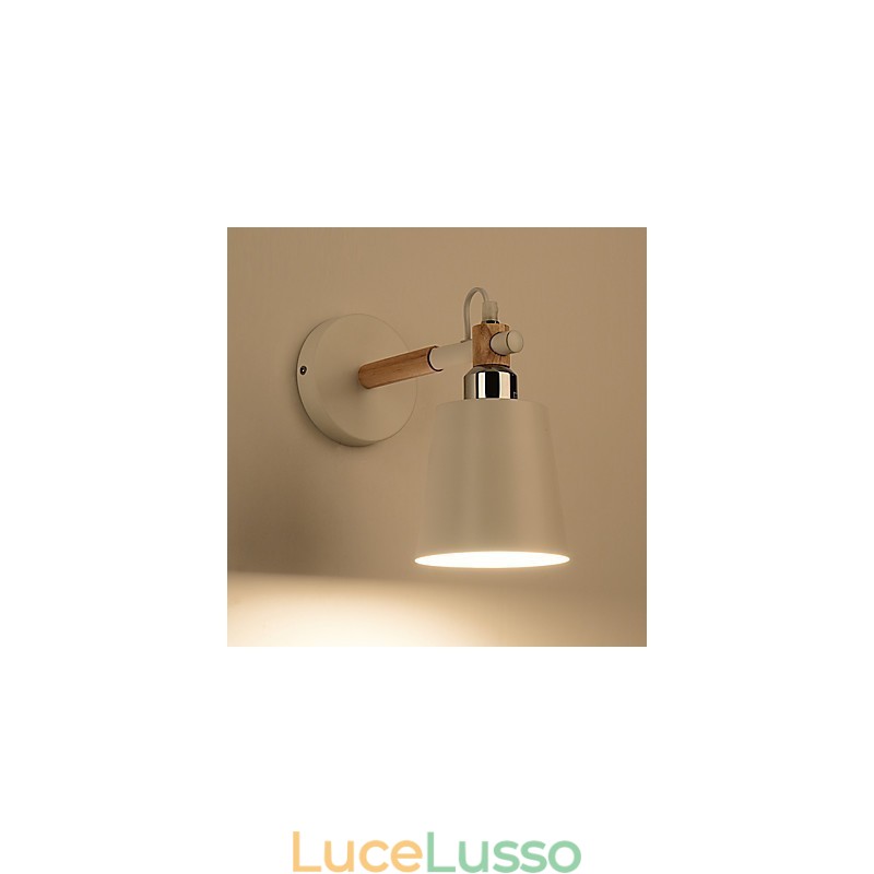 Applique da parete in legno vintage Art Deco in metallo rustico per soggiorno, sala da pranzo, corridoio, lampada da parete nera e bianca opzionale