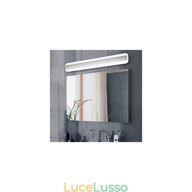 Lampada da parete per illuminazione da bagno moderna e contemporanea cromata integrata per luce ambientale