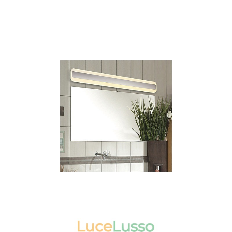 Lampada da parete per illuminazione da bagno moderna e contemporanea cromata integrata per luce ambientale