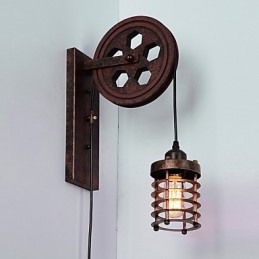 Lampada da parete in ferro retrò industriale Lampada da parete con puleggia di sollevamento di personalità creativa