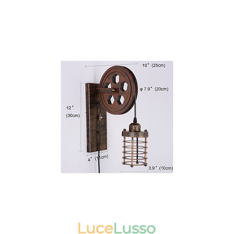 Lampada da parete in ferro retrò industriale Lampada da parete con puleggia di sollevamento di personalità creativa