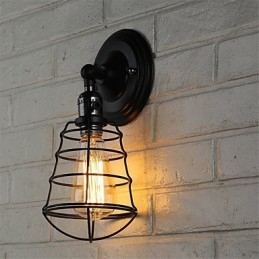 Con interruttore Vintage 1 luce industriale nero gabbia in metallo Loft lampada da parete soggiorno sala da pranzo corridoio bar caffetteria applique da parete