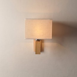 Lampada da parete semplice, lampada da comodino con paralume in tessuto e legno massello per camera da letto, comò, soggiorno, cameretta per bambini