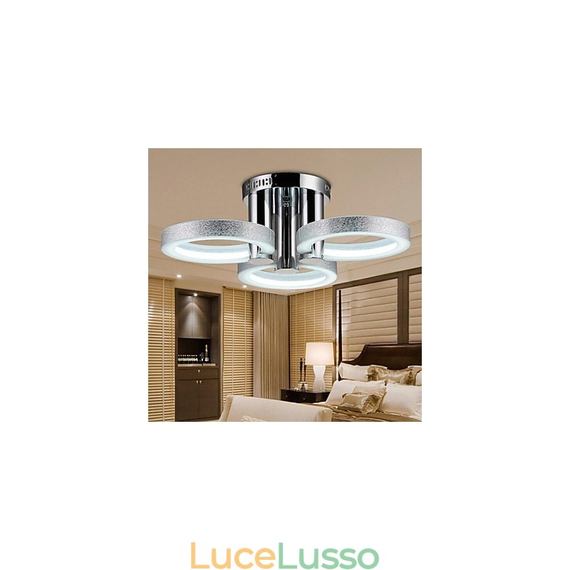 Lampadario moderno argento 3 luci