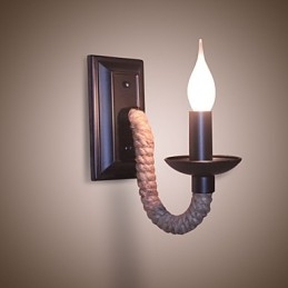 Lampada da parete retrò in corda di canapa Lampada da candela in ferro con personalità creativa