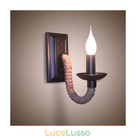 Lampada da parete retrò in corda di canapa Lampada da candela in ferro con personalità creativa Lampada da parete retrò in corda di canapa Lampada da candela in ferro con personalità creativa