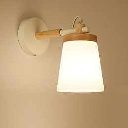 Lampada da parete con paralume in vetro e base in metallo, caratteristica luce ambientale, applique da parete