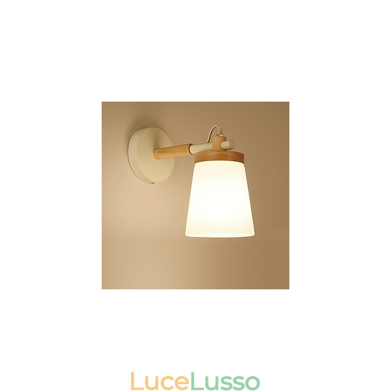 Lampada da parete con paralume in vetro e base in metallo, caratteristica luce ambientale, applique da parete