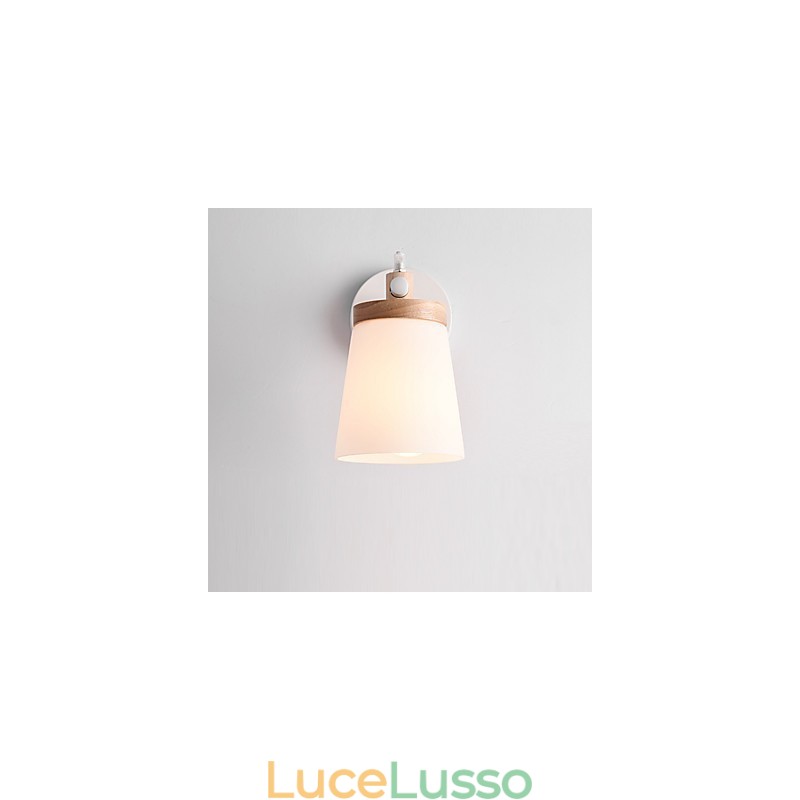 Lampada da parete con paralume in vetro e base in metallo, caratteristica luce ambientale, applique da parete
