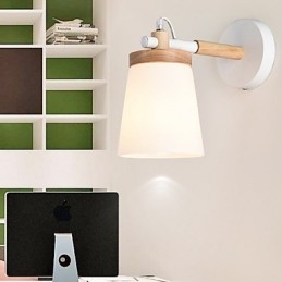 Lampada da parete con paralume in vetro e base in metallo, caratteristica luce ambientale, applique da parete