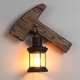 Lampada da parete a testa singola industriale vintage retrò in legno e metallo dipinta a colori per la casa, corridoio dell'hotel, lampada da parete decorativa