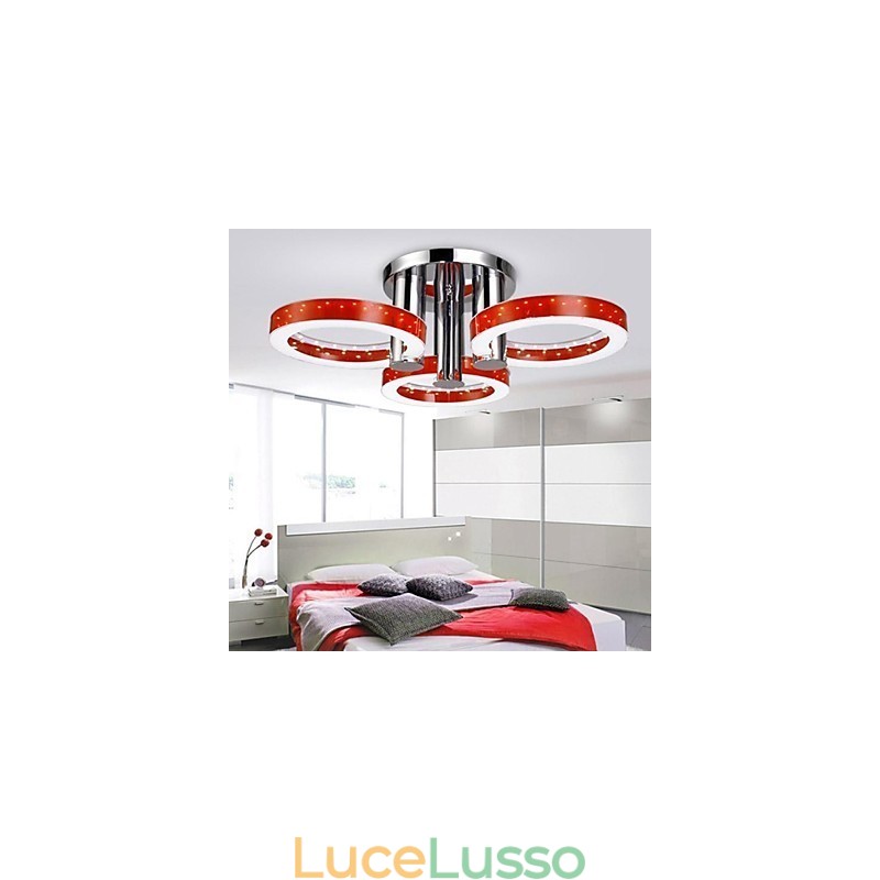 Lampadario moderno contemporaneo in metallo cromato a filo