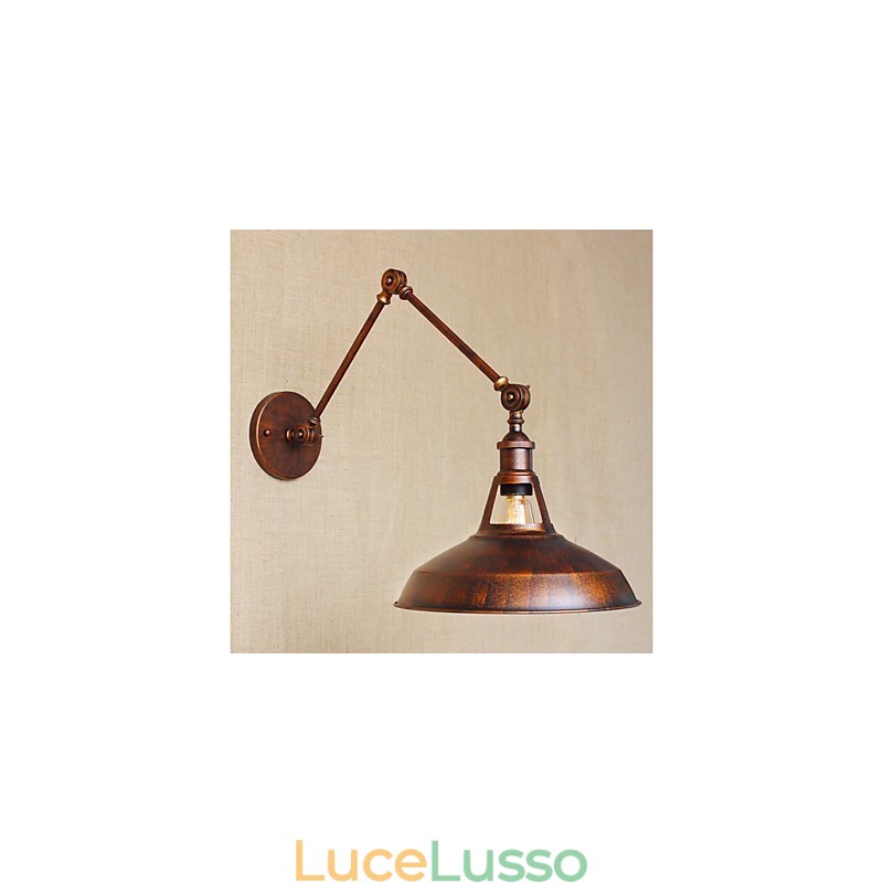 Applique da parete pieghevole retrattile retrò nostalgica industriale a braccio lungo, mezza arrugginita