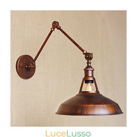 Applique da parete pieghevole retrattile retrò nostalgica industriale a braccio lungo, mezza arrugginita Applique da parete pieghevole retrattile retrò nostalgica industriale a braccio lungo, mezza arrugginita