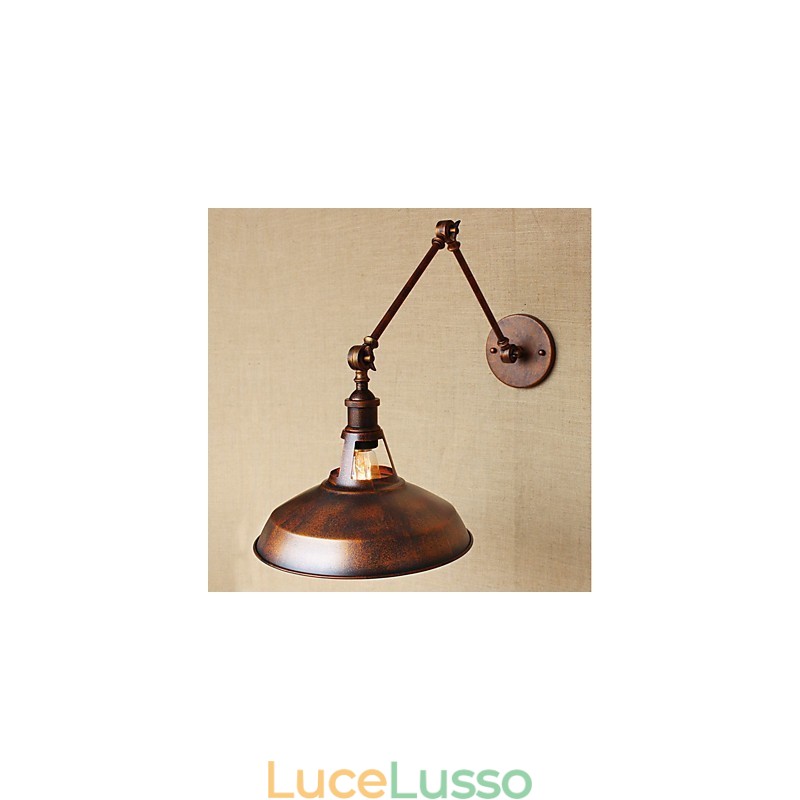 Applique da parete pieghevole retrattile retrò nostalgica industriale a braccio lungo, mezza arrugginita