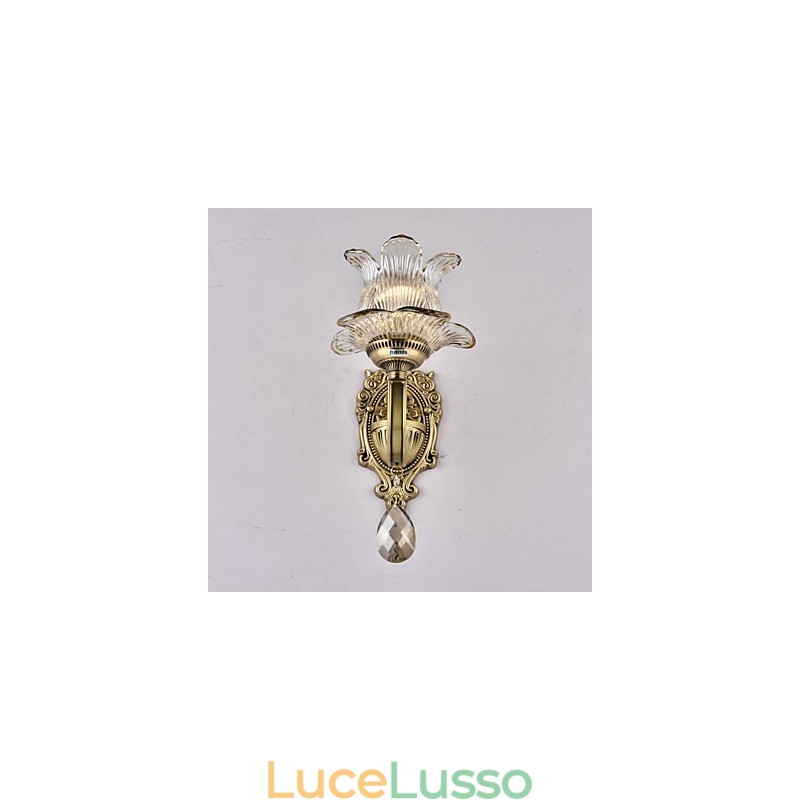 Applique da parete rustica in ottone con funzione mini uplight in stile lodge