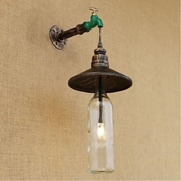 Lampada da parete decorativa Edison Retro Water Pipe Wine Bottle Wall Light