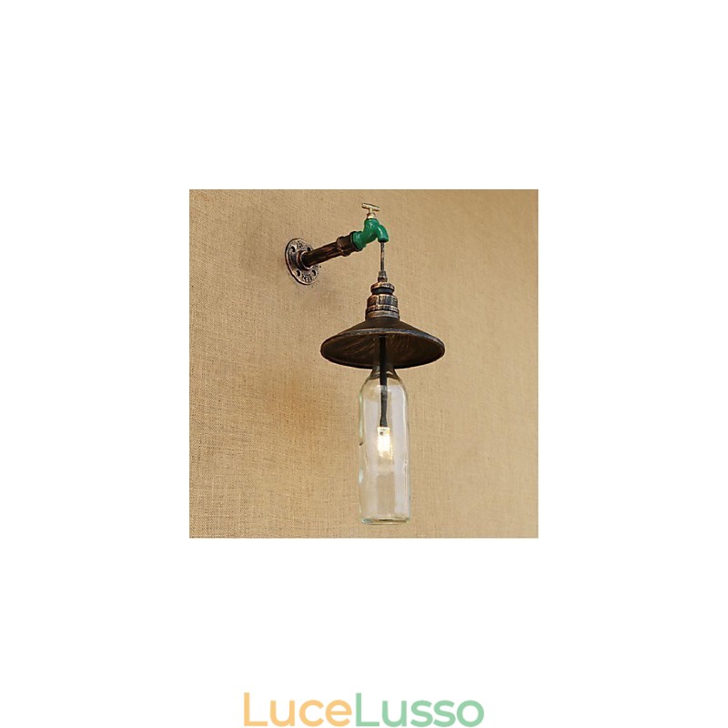 Lampada da parete decorativa Edison Retro Water Pipe Wine Bottle Wall Light