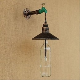 Lampada da parete decorativa Edison Retro Water Pipe Wine Bottle Wall Light