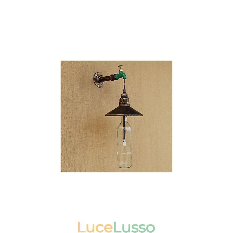 Lampada da parete decorativa Edison Retro Water Pipe Wine Bottle Wall Light