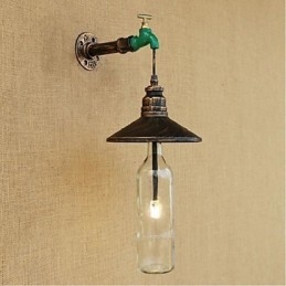 Lampada da parete decorativa Edison Retro Water Pipe Wine Bottle Wall Light