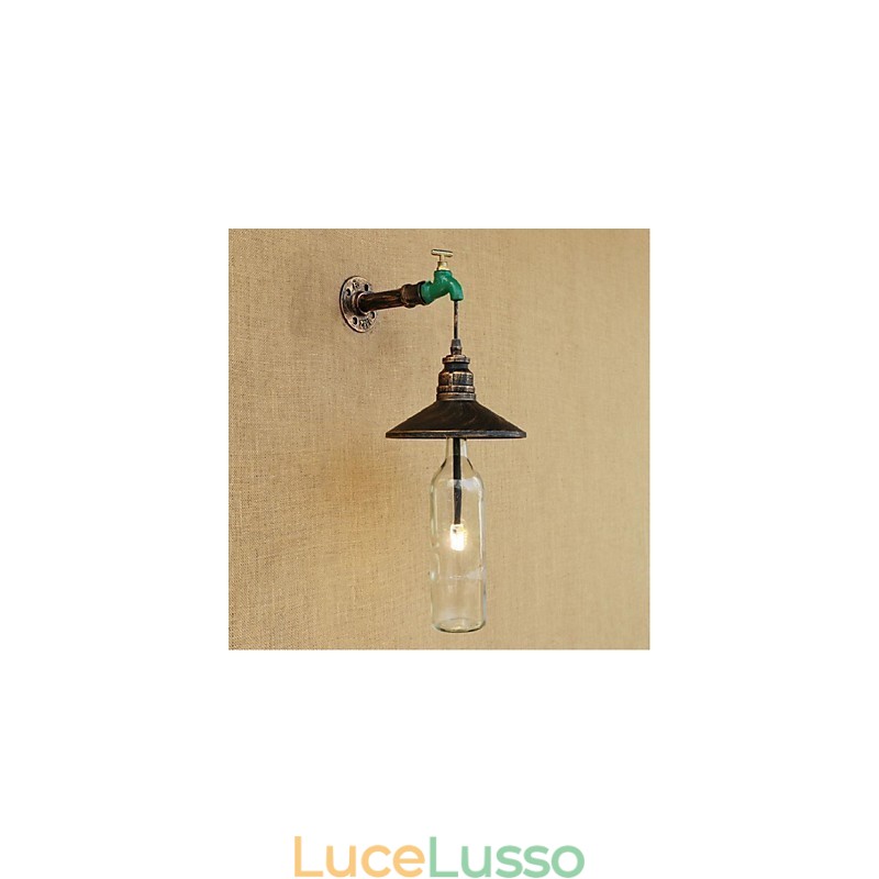Lampada da parete decorativa Edison Retro Water Pipe Wine Bottle Wall Light