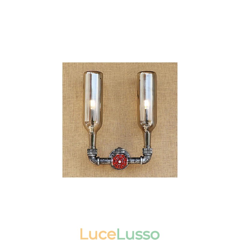 Lampada da parete a forma di bottiglia d'acqua, luce da parete grigia