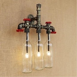 Lampada da parete retrò industriale con interruttore a vento e bottiglia d'acqua