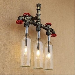 Lampada da parete retrò industriale con interruttore a vento e bottiglia d'acqua
