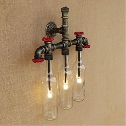 Lampada da parete retrò industriale con interruttore a vento e bottiglia d'acqua