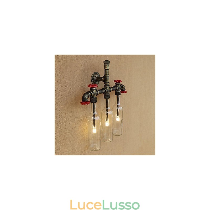 Lampada da parete retrò industriale con interruttore a vento e bottiglia d'acqua