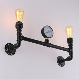 Applique da parete vintage in tubo industriale nero luci creative ristorante caffetteria bar decorazione illuminazione con 2 luci finitura verniciata