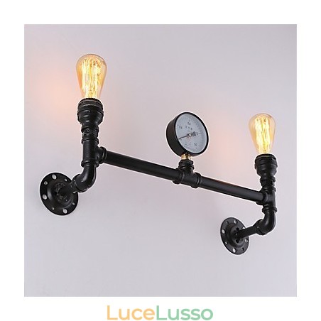 Applique da parete vintage in tubo industriale nero luci creative ristorante caffetteria bar decorazione illuminazione con 2 luci finitura verniciata Applique da parete vintage in tubo industriale nero luci creative ristorante caffetteria bar decorazione illuminazione con 2 luci finitura verniciata